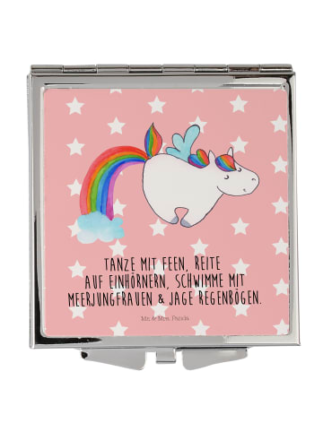 Mr. & Mrs. Panda Handtaschenspiegel quadratisch Einhorn Fliegend... in Rot Pastell