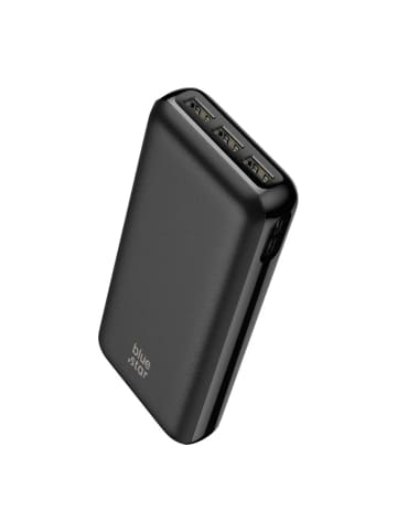 BlueStar Powerbank 20000 mAh 2,1A in Schwarz, USB-C, Micro-USB & USB-A in Schwarz