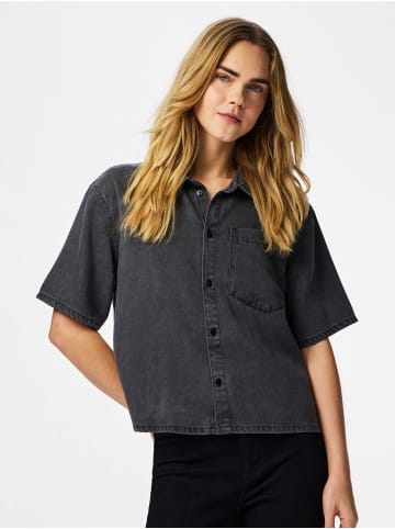 Pieces Jeanshemd in Dark Grey Denim