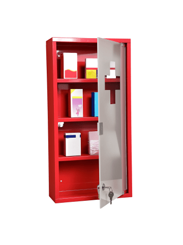 HOMCOM Arzneischrank-30B x 12T x 60H cm-Rot