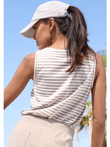 ELBSAND Tanktop in weiß-camelfarben gestreift