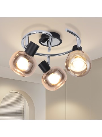 ZMH Deckenleuchte in Rauchgrau 3-flammige E14 Glas Modern