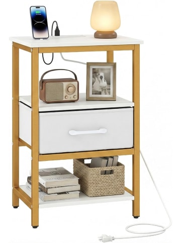 COSTWAY Nachttisch mit Ladestation in Weiß