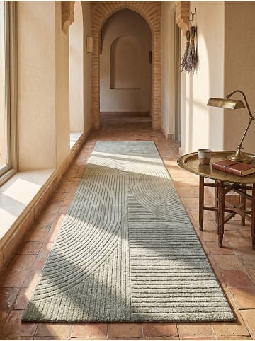 KADIMA DESIGN Teppich Kurzflor mit Zen-Dessin, pflegeleicht und flach im Aufbau in Grün