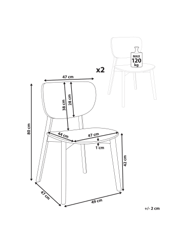 Beliani 2er-Set Esszimmerstuhl OVERLY in Braun