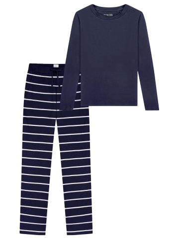 Schiesser Schlafanzug Mix & Relax in Blau / creme