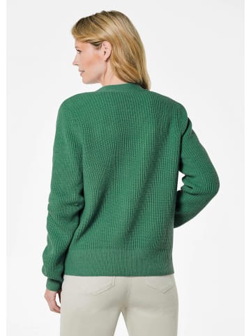 GOLDNER Kurzgröße:  Cardigan Elegante Strickjacke mit V-Ausschnitt in grün
