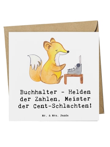Mr. & Mrs. Panda Grußkarte Buchhalter Helden mit Spruch in Weiß