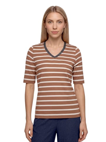 Betty Barclay Ringelshirt mit V-Ausschnitt in Brown/Nature