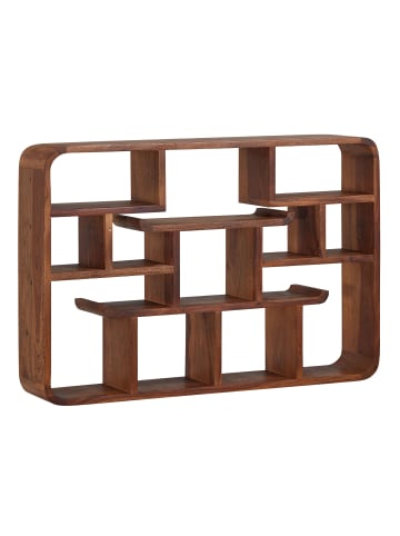 FineBuy Wandregal in Braun / Sheesham / 80x12x55