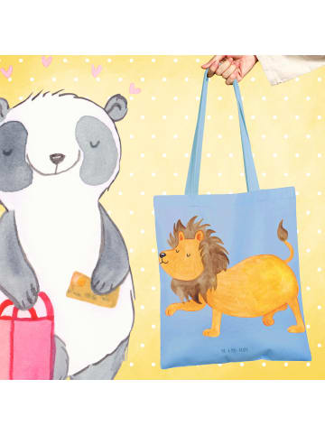 Mr. & Mrs. Panda Shopping Tasche Sternzeichen Löwe ohne Spruch in Sky Blue