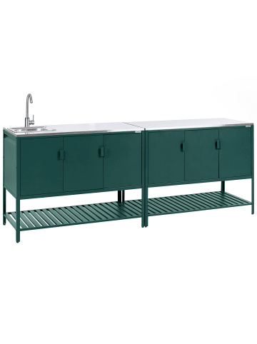 Beliani 1er-Set Gartenküche MAENZA in Grün/Schwarz