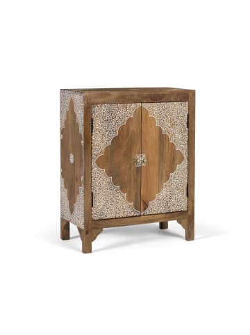 Giner y Colomer Sideboard aus Mangoholz mit zwei handbemalten Türen in Brown