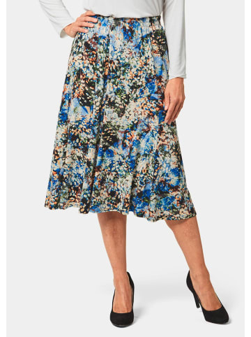 GOLDNER Rock Bequemer Druckrock mit Rundumschlupfbund in schwarz / azurblau / gemustert