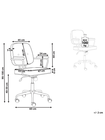 Beliani Bürostuhl PAWNEE in Grün/Schwarz - (W) 62 x (H) 88 x (L) 43 cm