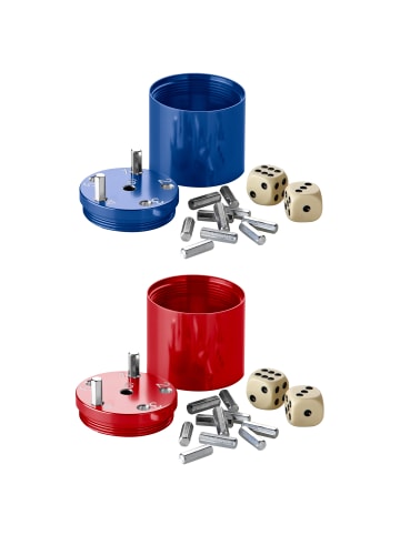 Bestsaller 2tlg. Set: Würfelspiel SUPER SIX Aluminum in Rot/Blau in Rot/Blau