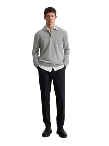 Marc O'Polo Langarm-Poloshirt Piqué regular in grey melange