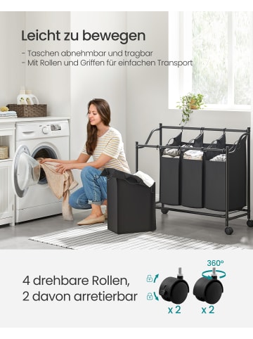 SONGMICS Wäschekorb Stevie in Schwarz - (B)38.5 x (H)81.5 x (T)86.5 cm