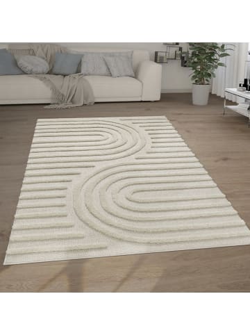 KADIMA DESIGN Hochflor Teppich Shaggy Struktur 3D Schlafzimmer in Creme