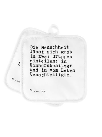 Mr. & Mrs. Panda Topflappen Die Menschheit lässt sich... mit Spruch in Weiß