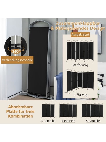 COSTWAY Raumteiler 6 tlg. 188cm in Schwarz