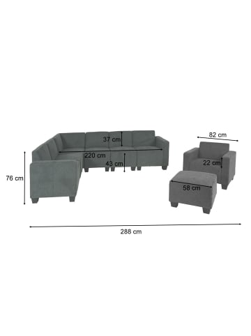 MCW Modular Sofa-System 6-2 Moncalieri, Grau