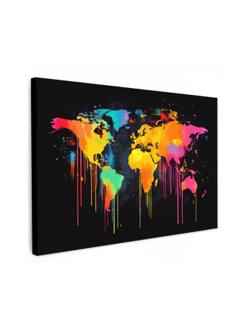 MuchoWow Leinwand bilder Graffiti-Weltkarte