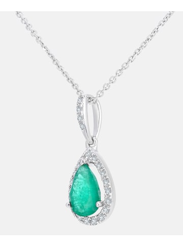 Diamant L'éternel Halskette mit Anhänger aus 375 Weißgold mit Diamant mit Smaragd