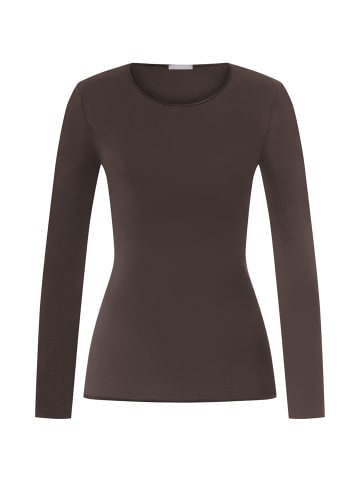 Hanro Longsleeve Cotton Seamless in dark mocha