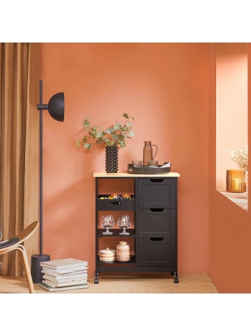 SoBuy Küchenwagen in Schwarz - (B)67 x (H)84,5 x (T)37cm