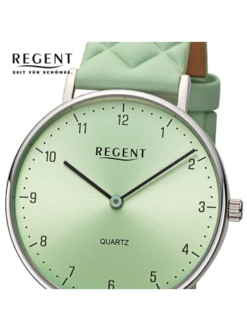 Regent Analog-Armbanduhr Regent Lederarmband hellgrün mittel (ca. 34mm)