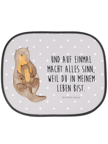 Mr. & Mrs. Panda Auto Sonnenblende Otter Kind mit Spruch in Grau Pastell