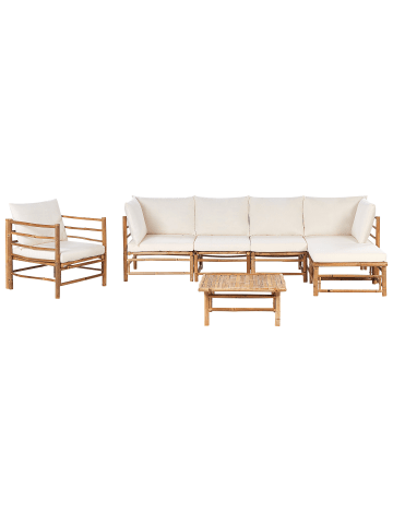 Beliani 20-tlg Lounge Set CERRETO in Braun/Weiß linksseitig