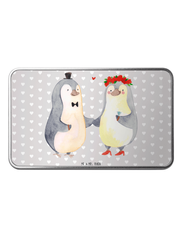 Mr. & Mrs. Panda Teedose Pinguin Heirat ohne Spruch in Grau Pastell