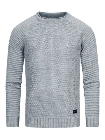 Rusty Neal Schwerer Biker Grobstrick Rundhals-Pullover in Grau