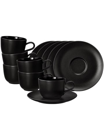 Seltmann Weiden 6er Set Kaffeetassen mit Untertassen Liberty Velvet Black 260 ml schwarz in schwarz