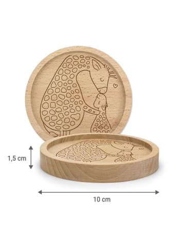 Mr. & Mrs. Panda Holzuntersetzer Giraffe Kind ohne Spruch in Transparent