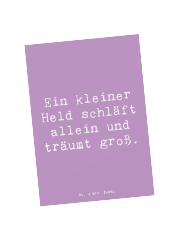 Mr. & Mrs. Panda Postkarte Spruch Alleine schlafen lernen mit Sp... in Lavendeltraum
