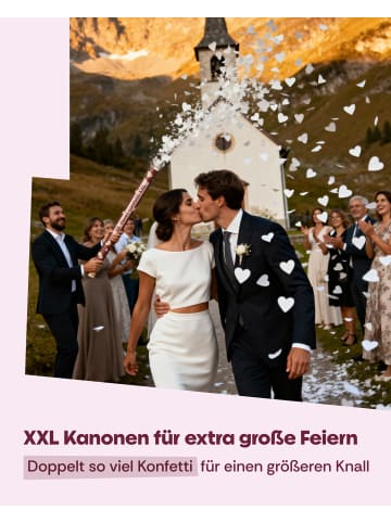 Partyjoker 5er Set XXL Konfettikanonen Herzen Weiß – Viel Inhalt