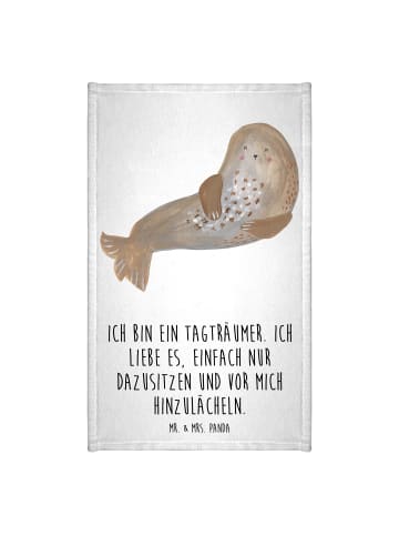 Mr. & Mrs. Panda Handtuch Robbe Lachen mit Spruch in Weiß