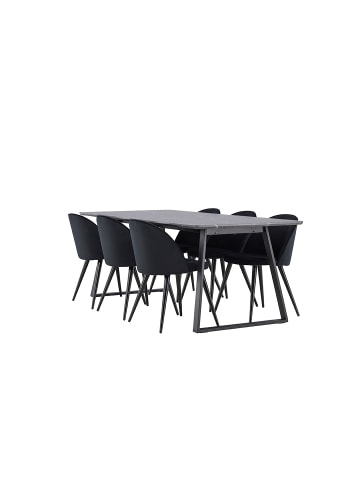 ebuy24 Essgruppe Malaga (7-teilig) Schwarz 200 x 90 cm