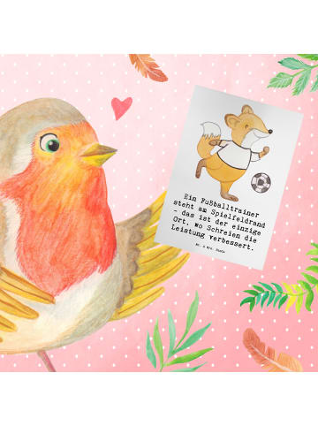 Mr. & Mrs. Panda Klappkarte Fußballtrainer Energie mit Spruch in Weiß