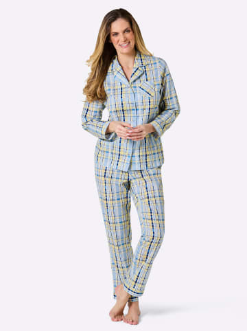 WITT WEIDEN Pyjama in eisblau-weiß-bedruckt