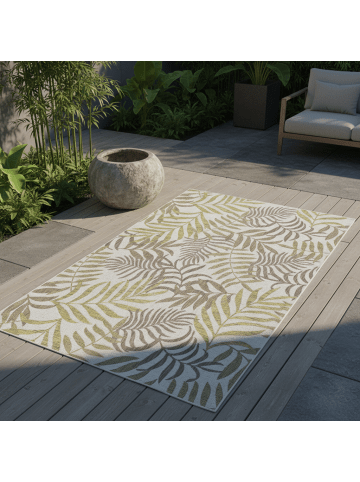 KADIMA DESIGN Teppich Outdoor Flachgewebe Palmenmotiv Polypropylen Terrasse