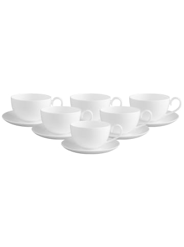 Villeroy & Boch Kaffeetassen mit Untertassen Royal in Weiß 200 ml in weiß