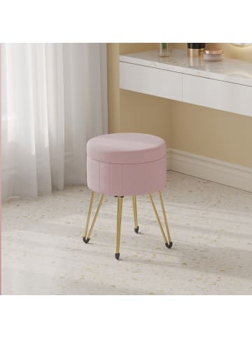 SONGMICS Sitzhocker Giana in Rosa - (B)39 x (H)44.4 x (T)39 cm