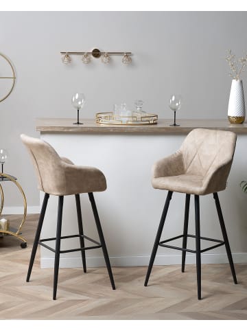 Beliani 2er-Set Barhocker DARIEN in Beige/Schwarz