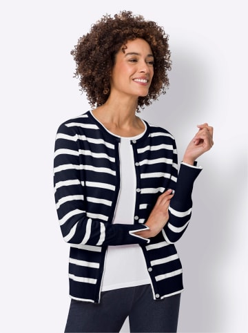 Sieh an! Strickjacke in marine-ecru-geringelt