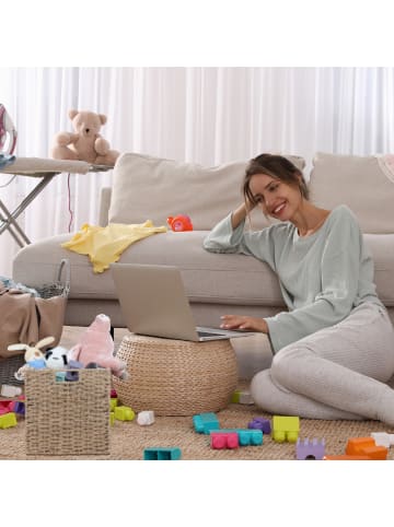 relaxdays 4 x Aufbewahrungskorb in Natur - (B)30 x (H)30 x (T)30 cm