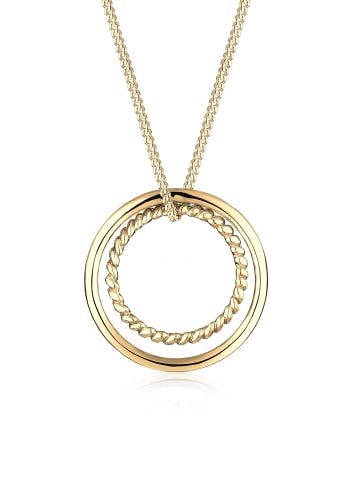 Elli Halskette 925 Sterling Silber Bi Color_Tri Color, Kreis, Twisted in Gold